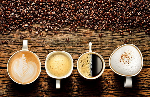 four types of espresso-based specialty coffees